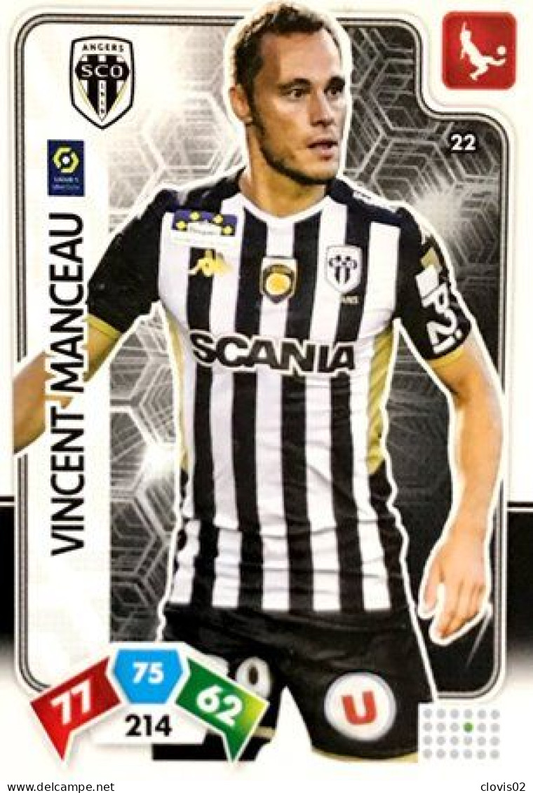 22 Vincent Manceau - Angers SCO - Panini Adrenalyn XL LIGUE 1 - 2020-2021 Carte Football - Trading Cards