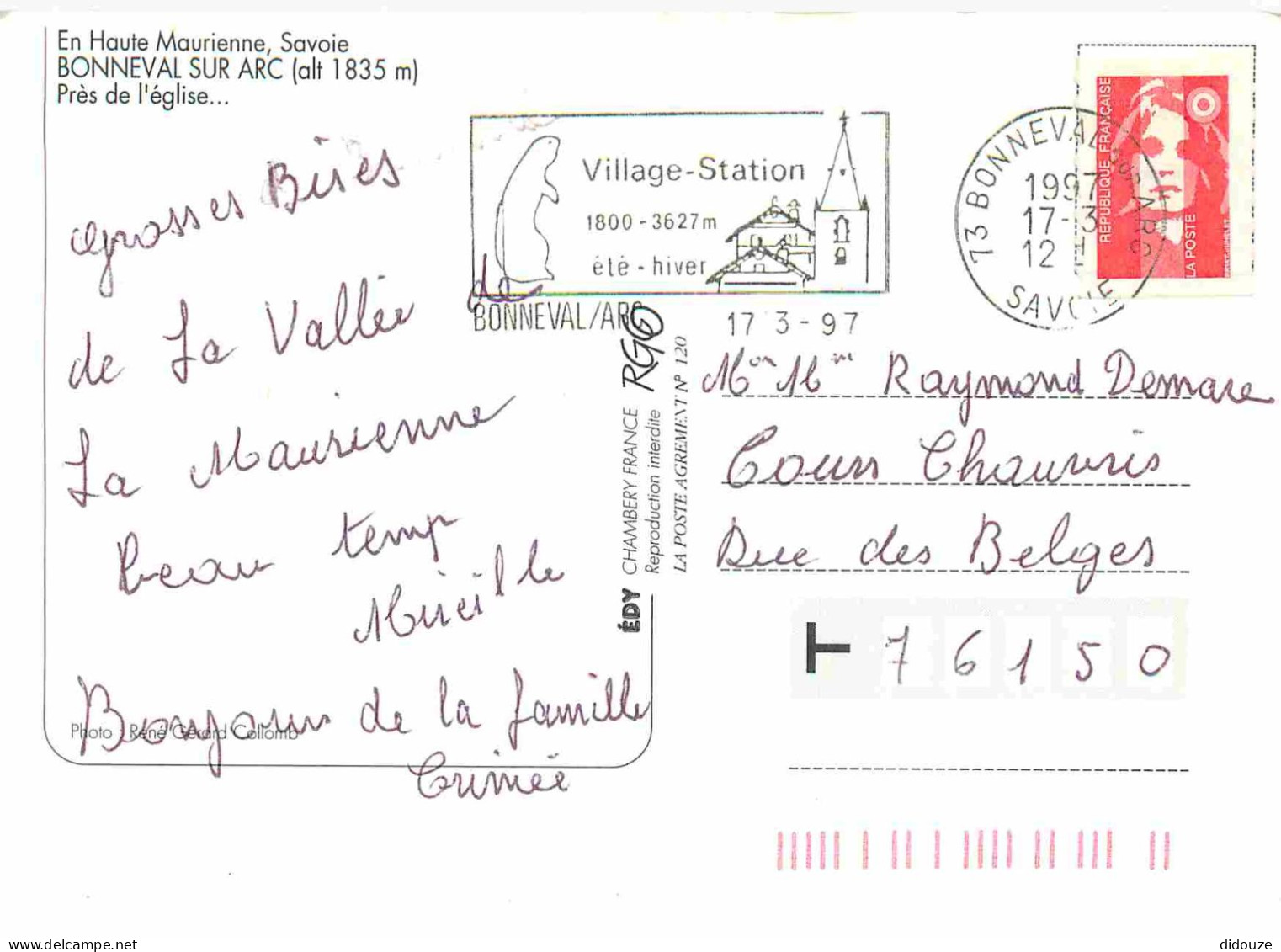 73 - Bonneval Sur Arc - Près De L'église - Hiver - Neige - CPM - Flamme Postale - Voir Scans Recto-Verso - Bonneval Sur Arc