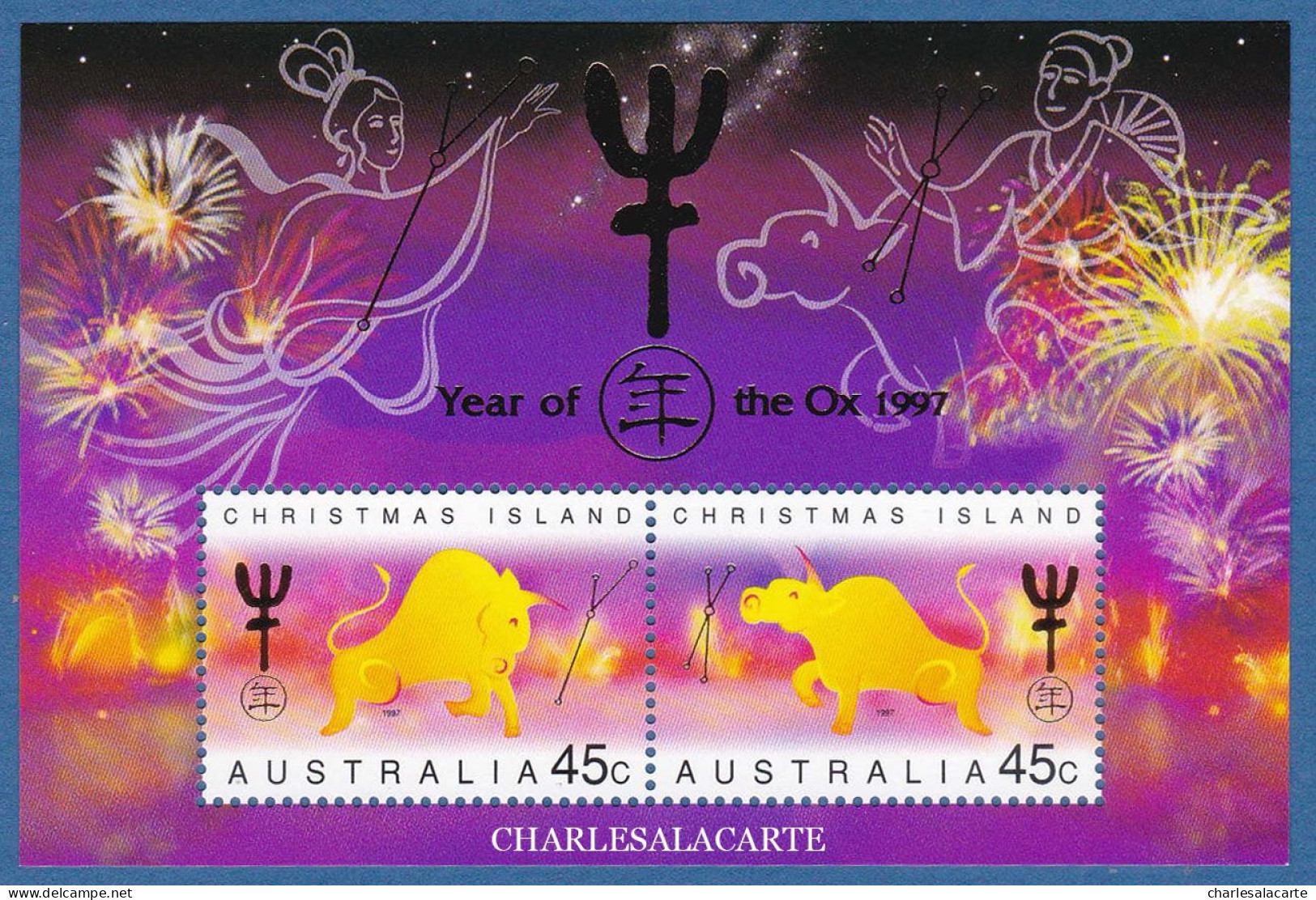 CHRISTMAS ISLAND 1997  CHINESE NEW YEAR  OX  M.S.  SG MS 436   U.M. - Christmas Island