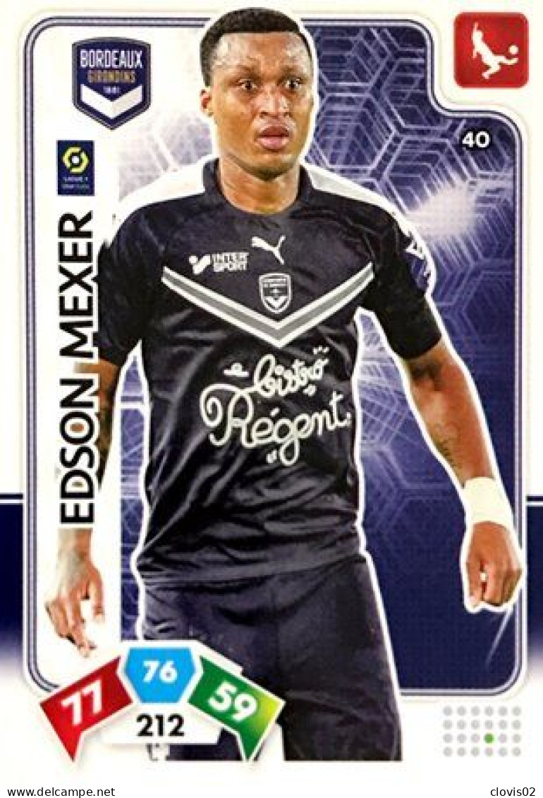 40 Edson Mexer - FC Girondins De Bordeaux - Panini Adrenalyn XL LIGUE 1 - 2020-2021 Carte Football - Trading Cards