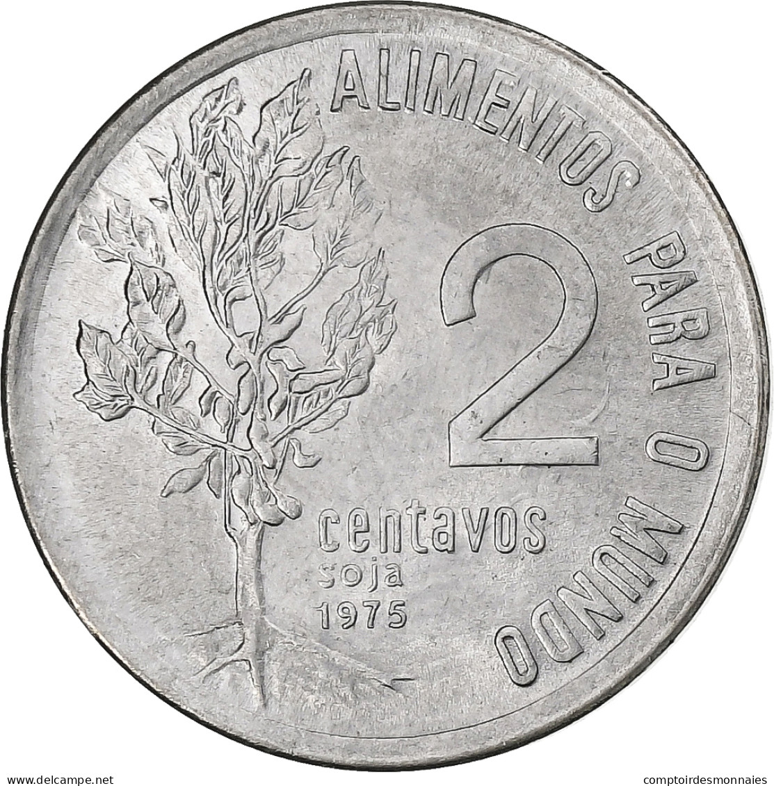 Brésil, 2 Centavos, 1975, Acier Inoxydable, SUP, KM:586 - Brésil