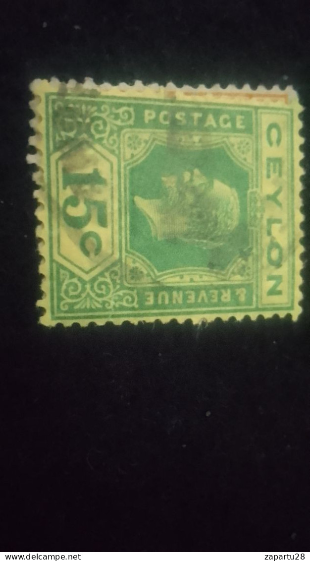 CEYLON- 1911 -25       15 C     GEORGE V.      DAMGALI - Sri Lanka (Ceylan) (1948-...)