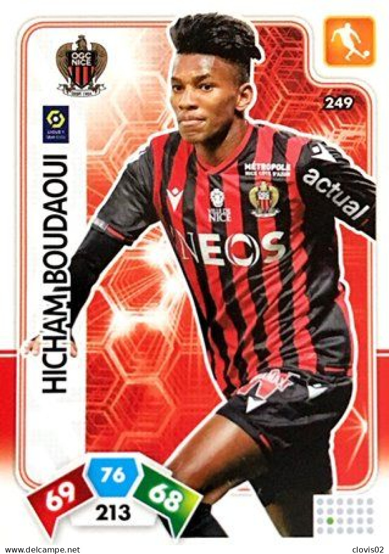 249 Hicham Boudaoui - OGC Nice - Panini Adrenalyn XL LIGUE 1 - 2020-2021 Carte Football - Trading Cards