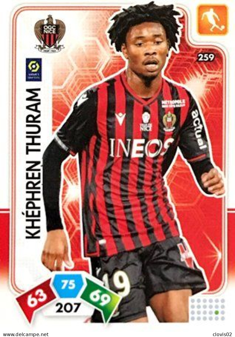 259 Khéphren Thuram - OGC Nice - Panini Adrenalyn XL LIGUE 1 - 2020-2021 Carte Football - Trading Cards