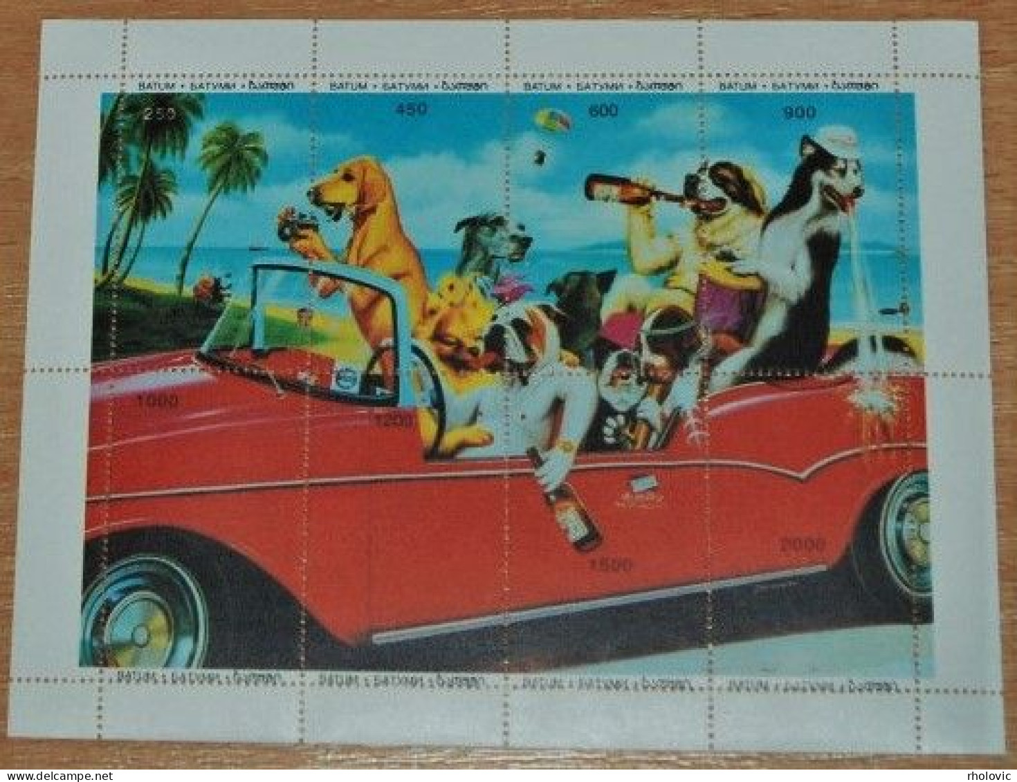 BATUM 1996, Dogs, Cars, Paintings, Miniature Sheet, MNH** - Honden