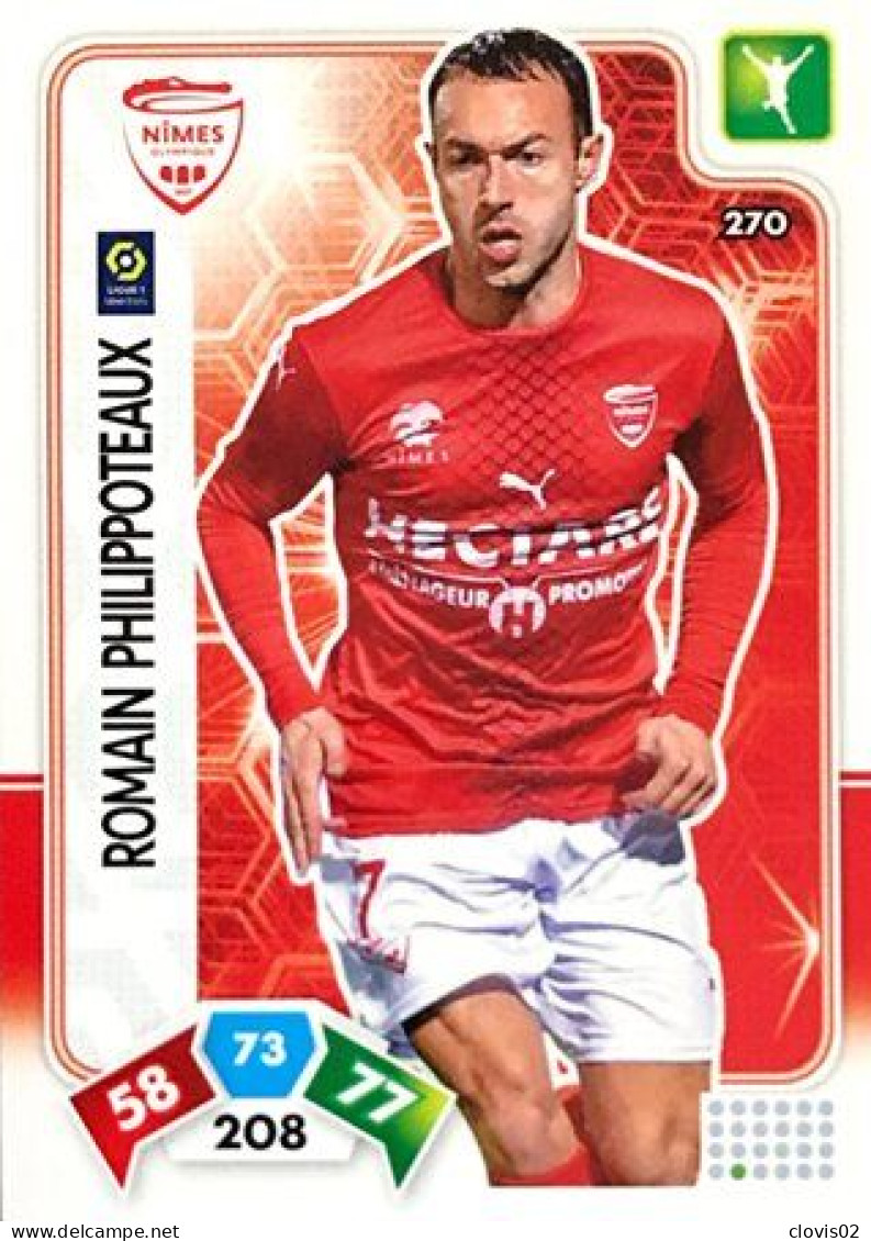 270 Romain Philippoteaux - Nimes Olympique - Panini Adrenalyn XL LIGUE 1 - 2020-2021 Carte Football - Trading Cards