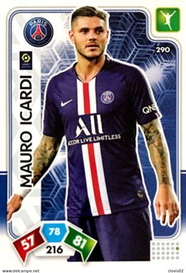 290 Mauro Icardi - Paris Saint-Germain - Panini Adrenalyn XL LIGUE 1 - 2020-2021 Carte Football - Trading Cards