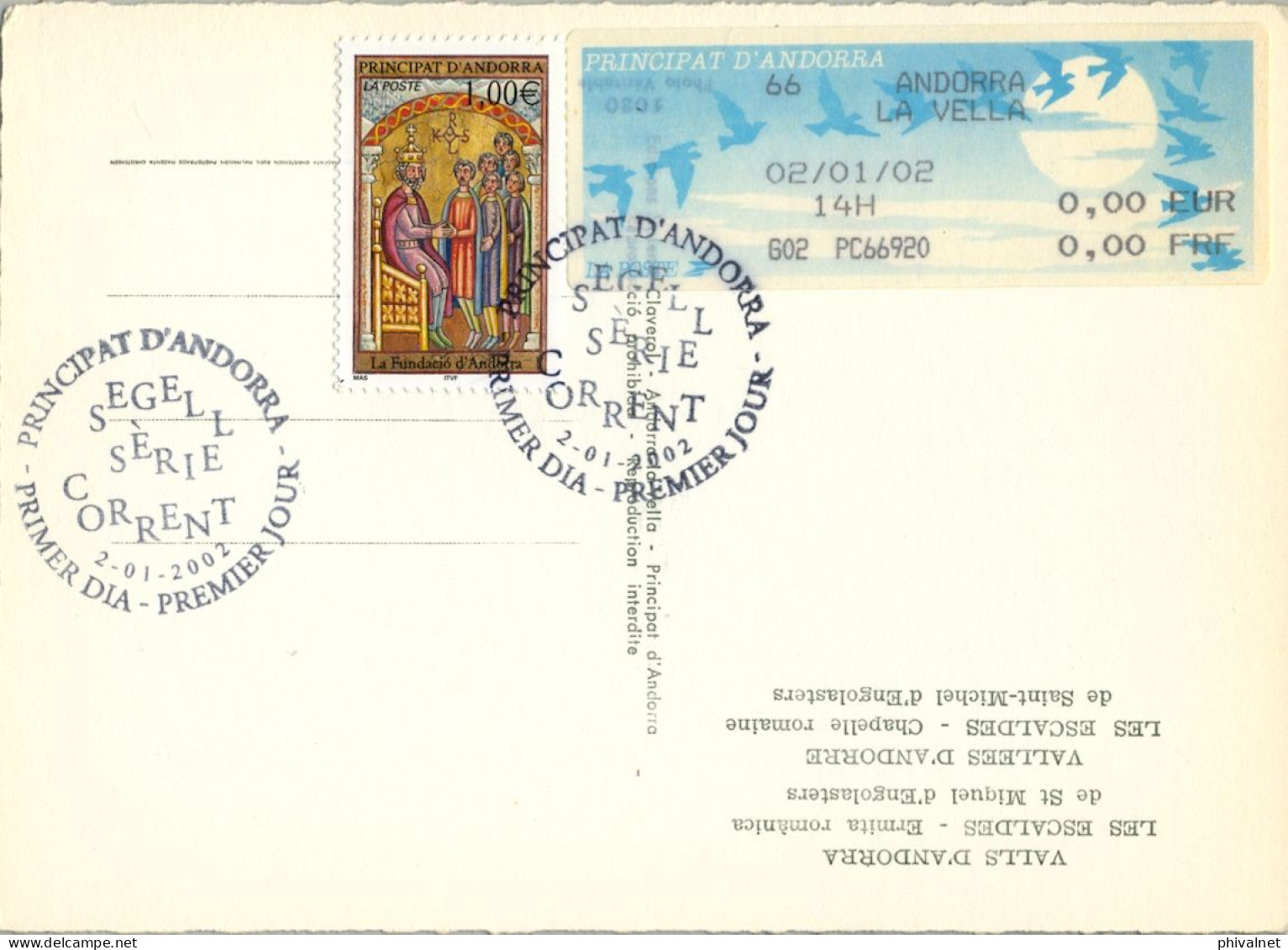 2002 , ED. 583 - LEYENDAS ANDORRANAS , MAT. PRIMER DIA , FDC , ANDORRA FRANCESA , SVV , ATM - FDC