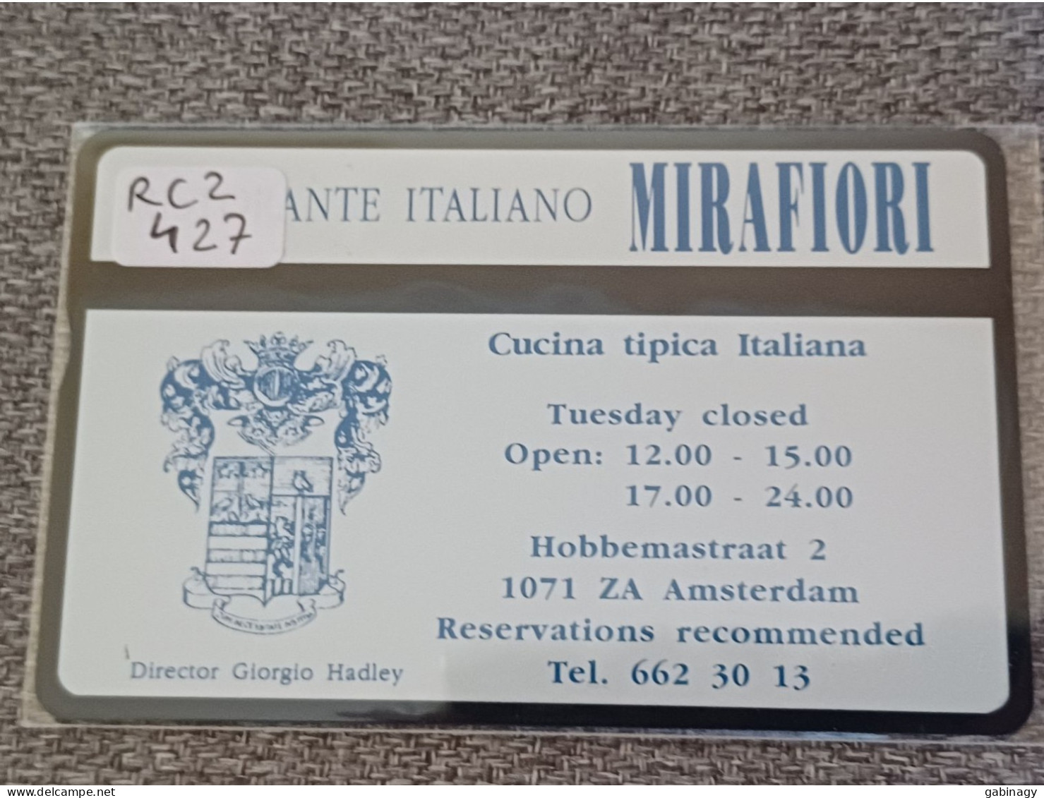 NETHERLANDS - RCZ427 - Ristorante Italiano Mirafiori - ITALY RELATED - 1.000EX. - Privat