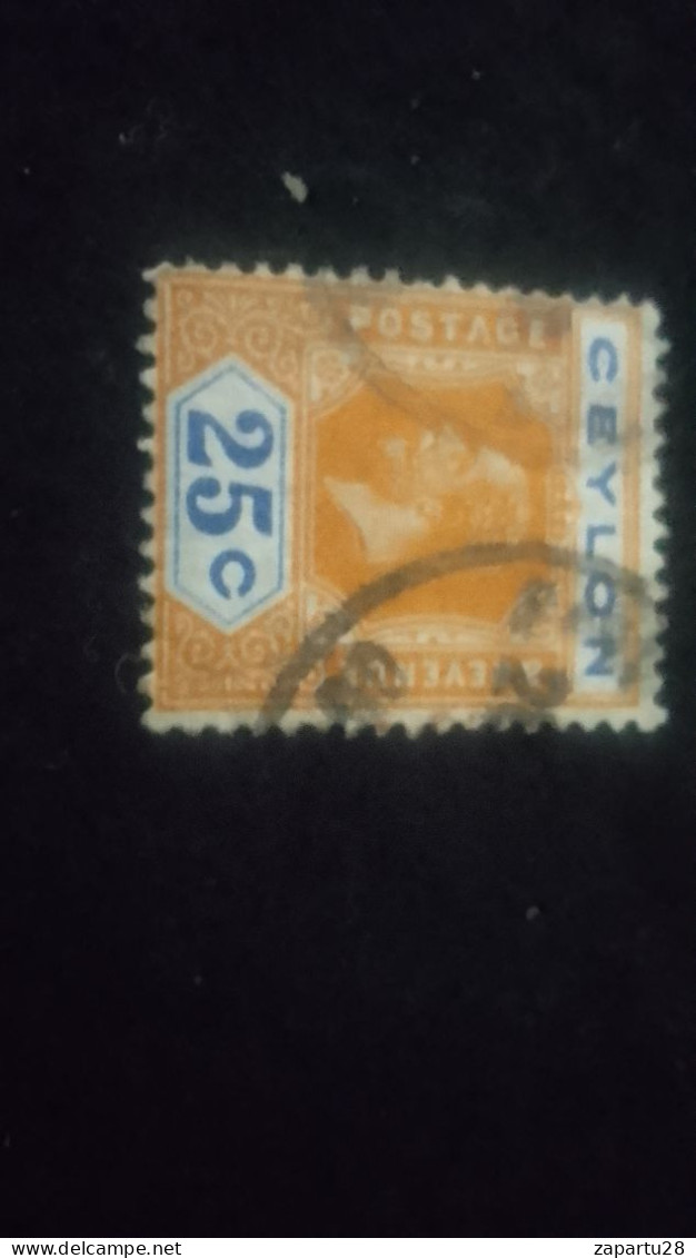 CEYLON- 1911 -25       25 C     GEORGE V.      DAMGALI - Sri Lanka (Ceylan) (1948-...)