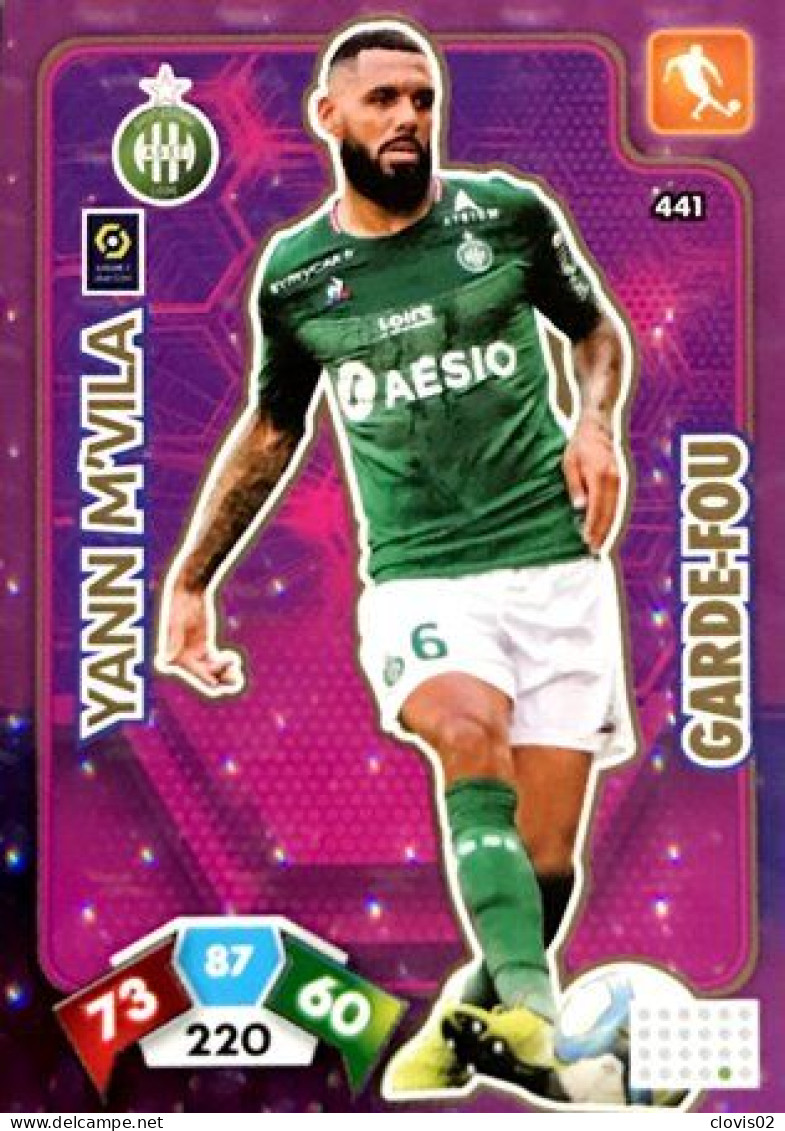 441 Yann M'Vila - AS Saint-Etienne - Garde-Fou - Panini Adrenalyn XL LIGUE 1 - 2020-2021 Carte Football - Trading Cards