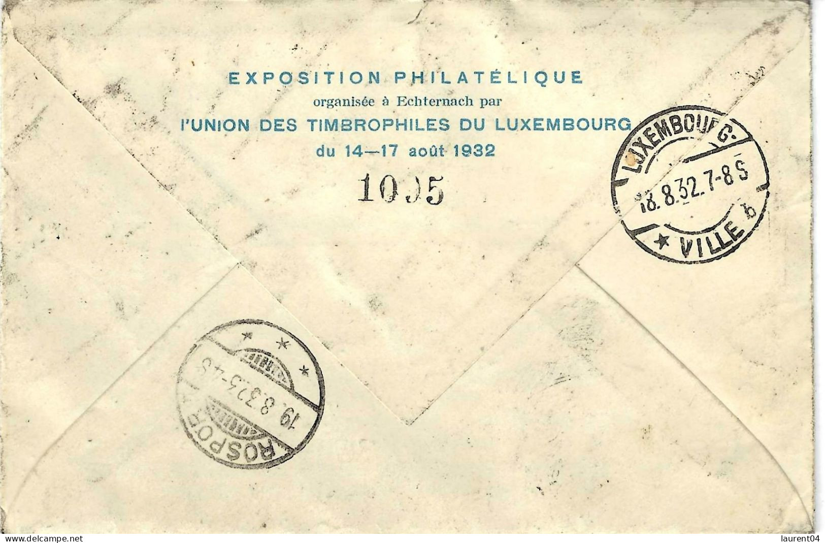 RECOMMANDE. ECHTERNACH.  ROSPORT.  PAR AVION. PREMIERE POSTE PAR AVION 17.08.1932 - Cartas & Documentos