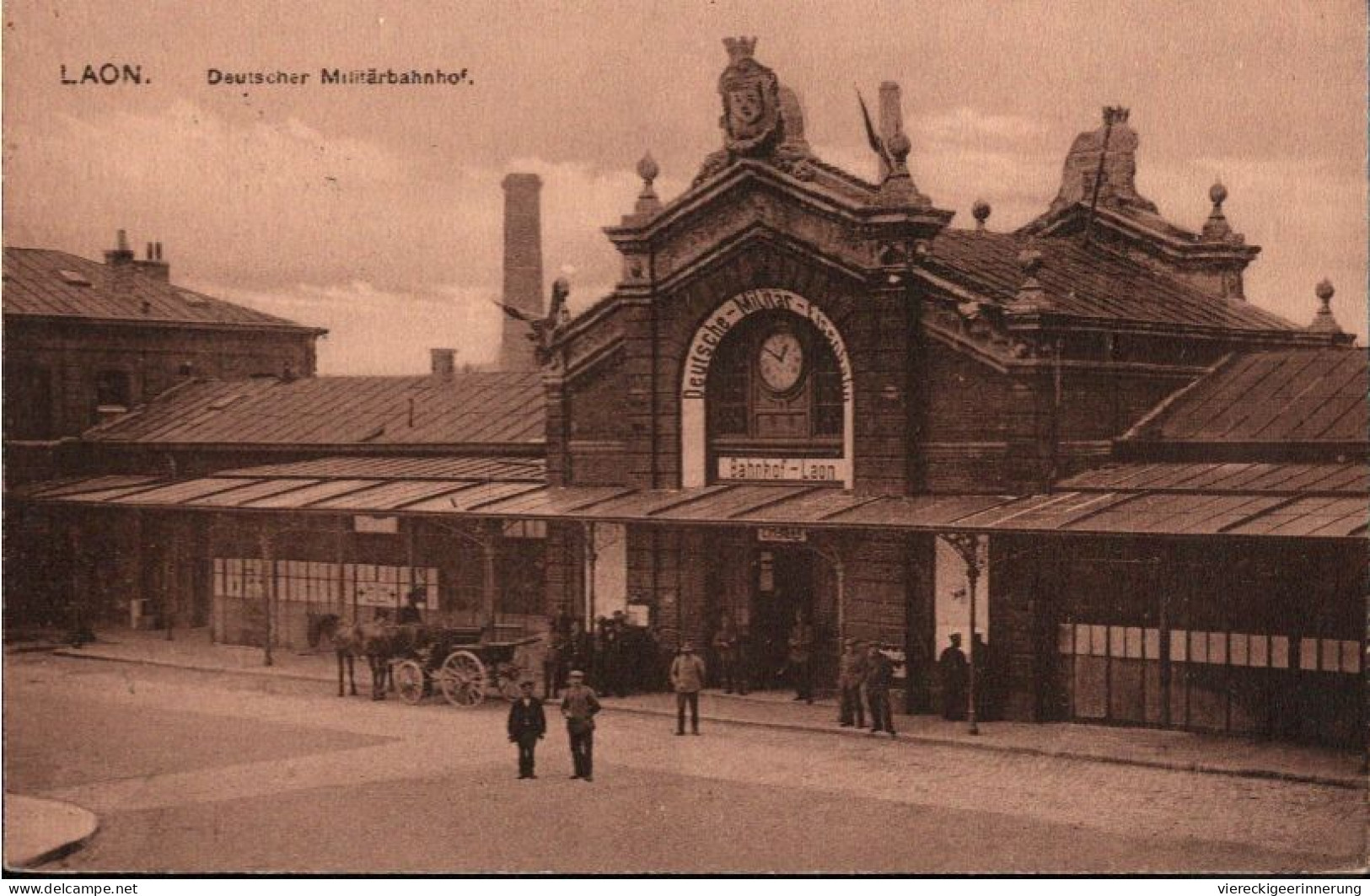 !  Alte Ansichtskarte Aus Laon , Deutsche Militär Eisenbahn, Bahnhof Laon, Feldpost 1916 Nach Oberhausen - Gares - Sans Trains
