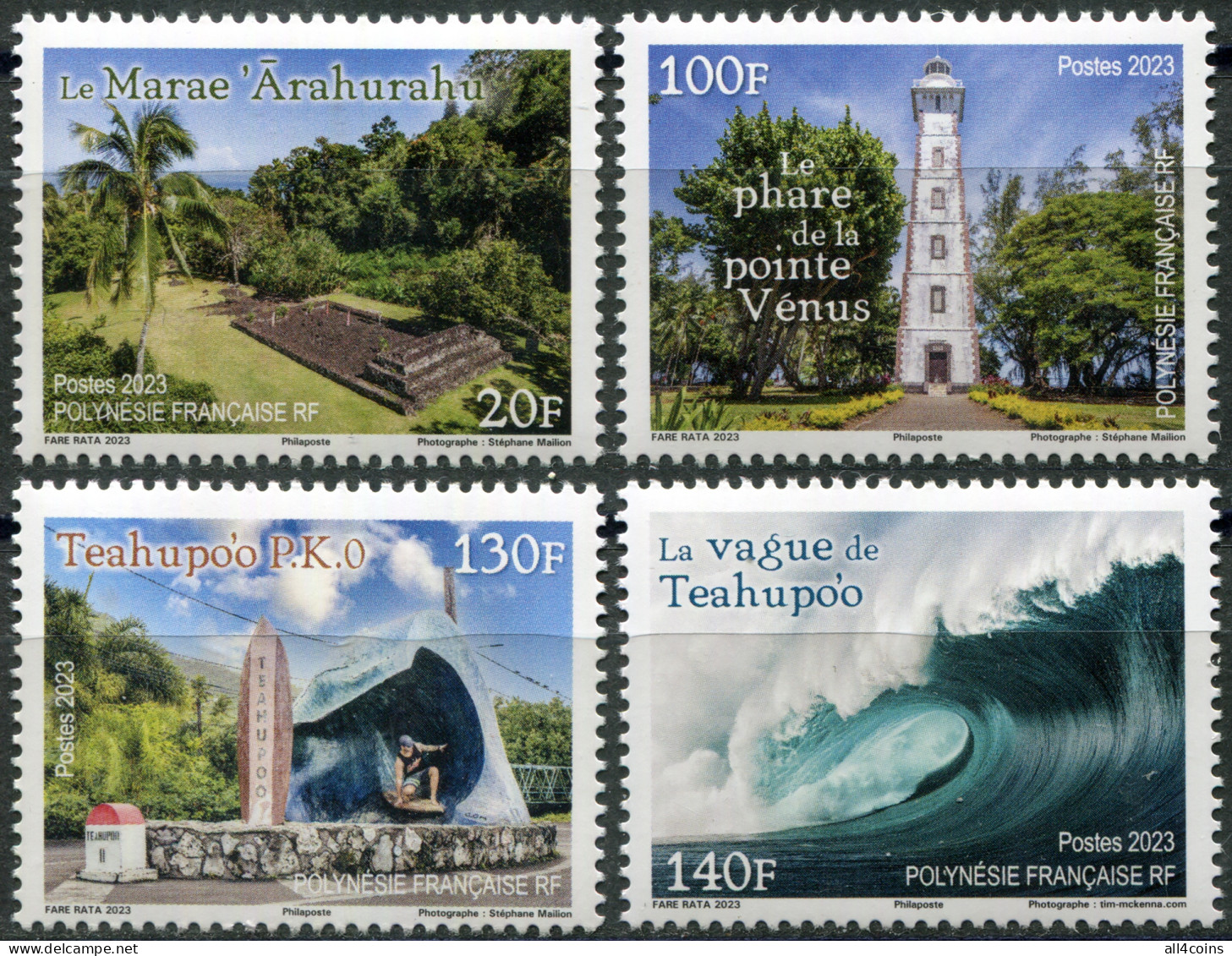 French Polynesia 2023. Tourist Spots In Tahiti (MNH OG) Set Of 4 Stamps - Ungebraucht