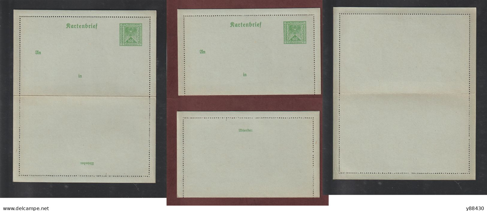 AUTRICHE - Entier Postal Neuf - 1910/1930 - Entier Sur Carte Lettre Gommé  - 400k. Vert  - 5 Scan - Carte-Lettere