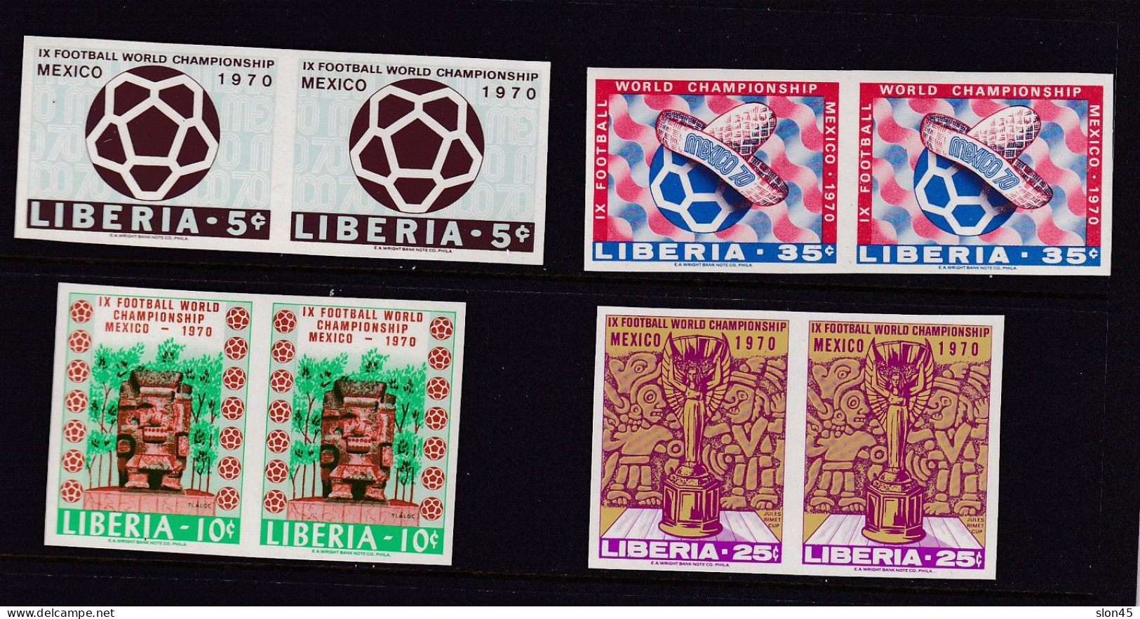 Liberia 1970 World Soccer Championship MNH Mexico Imperf Vertical Pairs 15984 - 1970 – Mexico