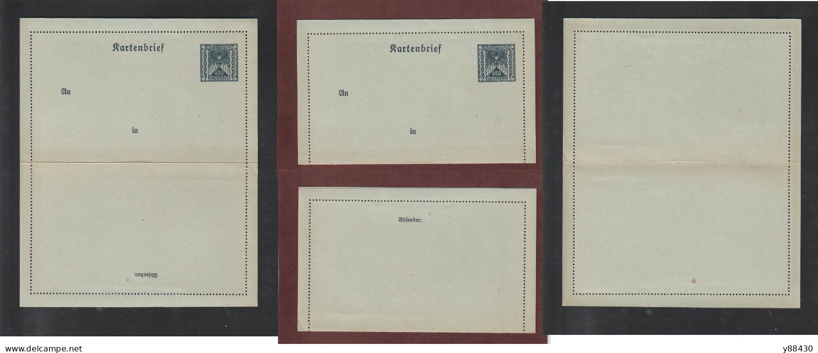 AUTRICHE - Entier Postal Neuf - 1910/1930 - Entier Sur Carte Lettre Gommé  - 600k. Noir  - 5 Scan - Cartes-lettres