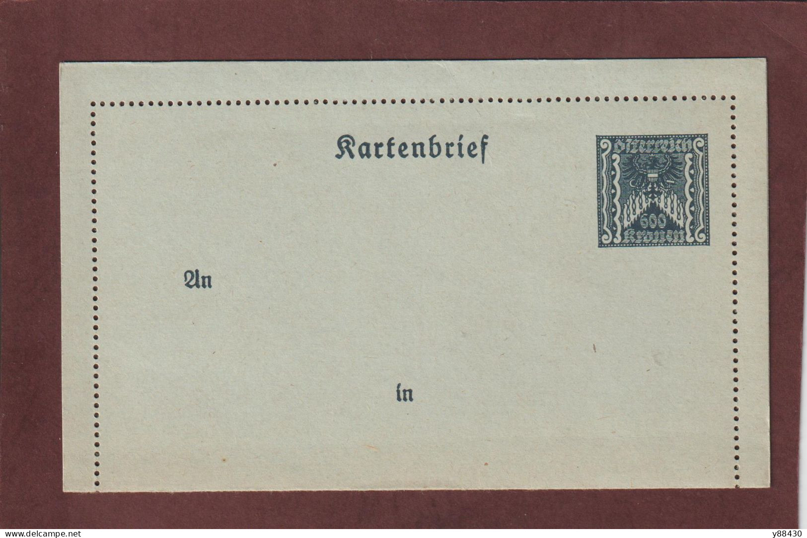 AUTRICHE - Entier Postal Neuf - 1910/1930 - Entier Sur Carte Lettre Gommé  - 600k. Noir  - 5 Scan - Kartenbriefe