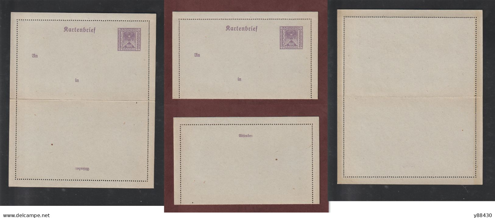 AUTRICHE - Entier Postal Neuf - 1910/1930 - Entier Sur Carte Lettre Gommé  - 1000k. Violet  - 5 Scan - Cartas-Letras