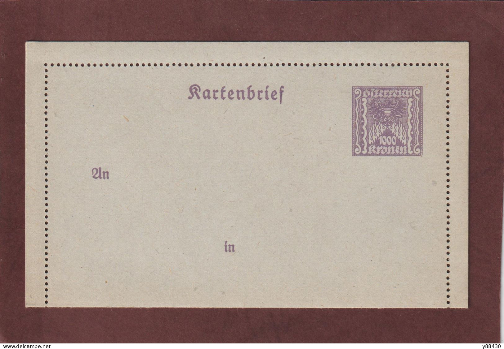 AUTRICHE - Entier Postal Neuf - 1910/1930 - Entier Sur Carte Lettre Gommé  - 1000k. Violet  - 5 Scan - Kartenbriefe