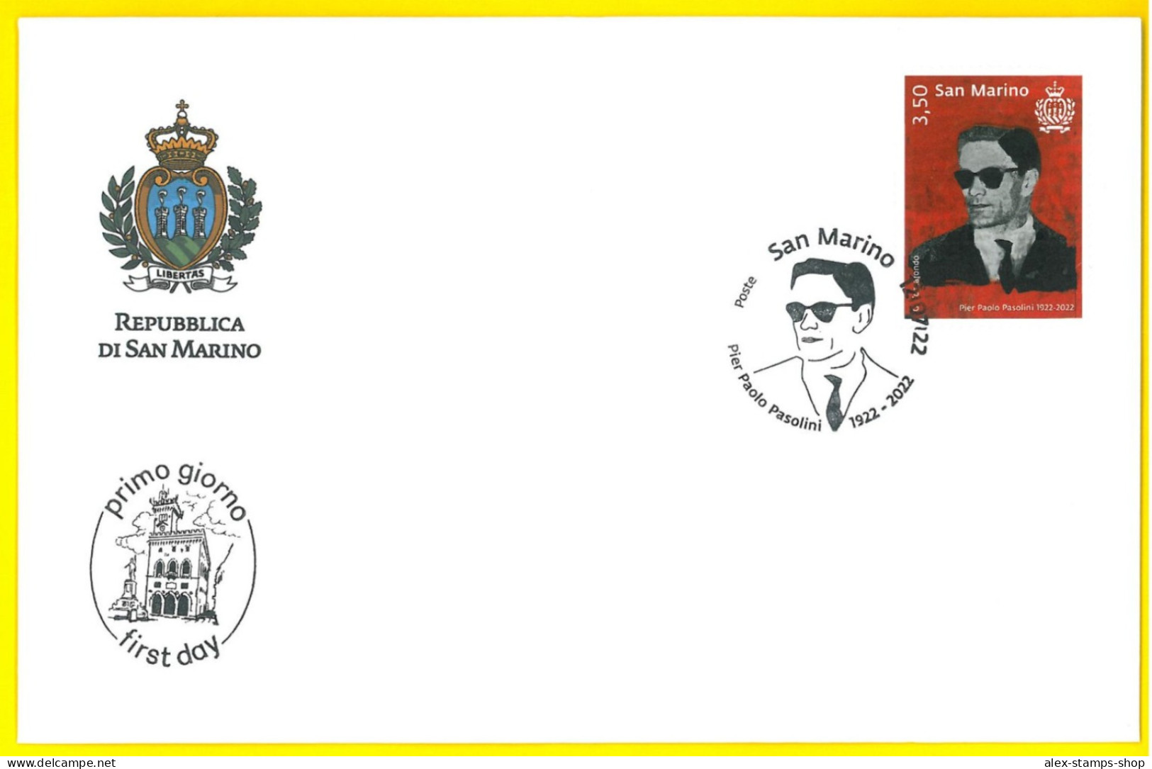 SAN MARINO 2022 FDC Centenario Della Nascita Di Pier Paolo Pasolini - New FDC - FDC