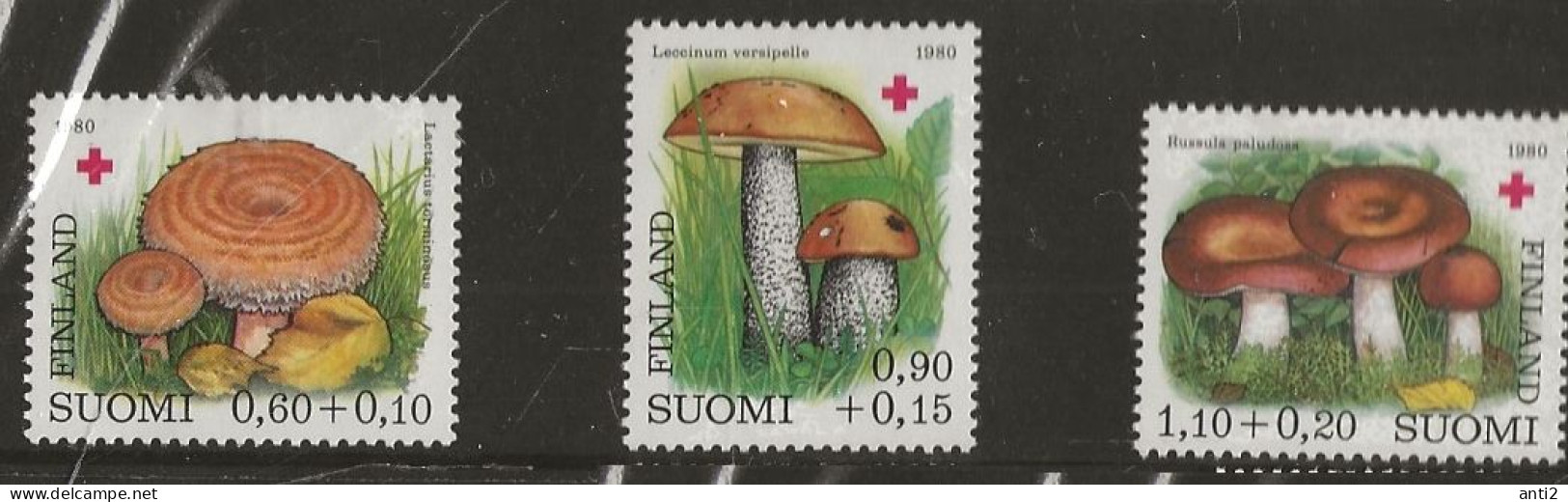 Finland 1980 Red Cross: Mushrooms (III),  Birch Charm, Heiderot Cap,  Mi 864-866 MNH(**) - Unused Stamps