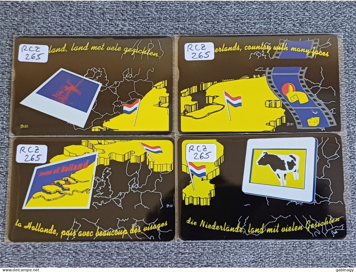 NETHERLANDS - RCZ265 - PUZZLE SET OF 4 CARDS - MAP - MILL - COW - 1.000EX. - Privat