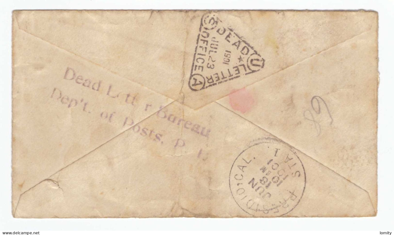 Philippines Lettre Cachet Rouge Unclaimed 1906 Timbre N°177 Dead Letter Office , Cover Letter Brief - Philippines
