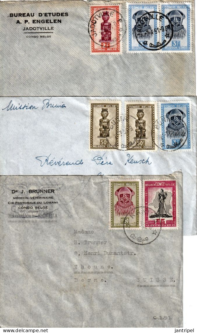 BELGISCHE CONGO 3  COVERS 1955/60 - Storia Postale