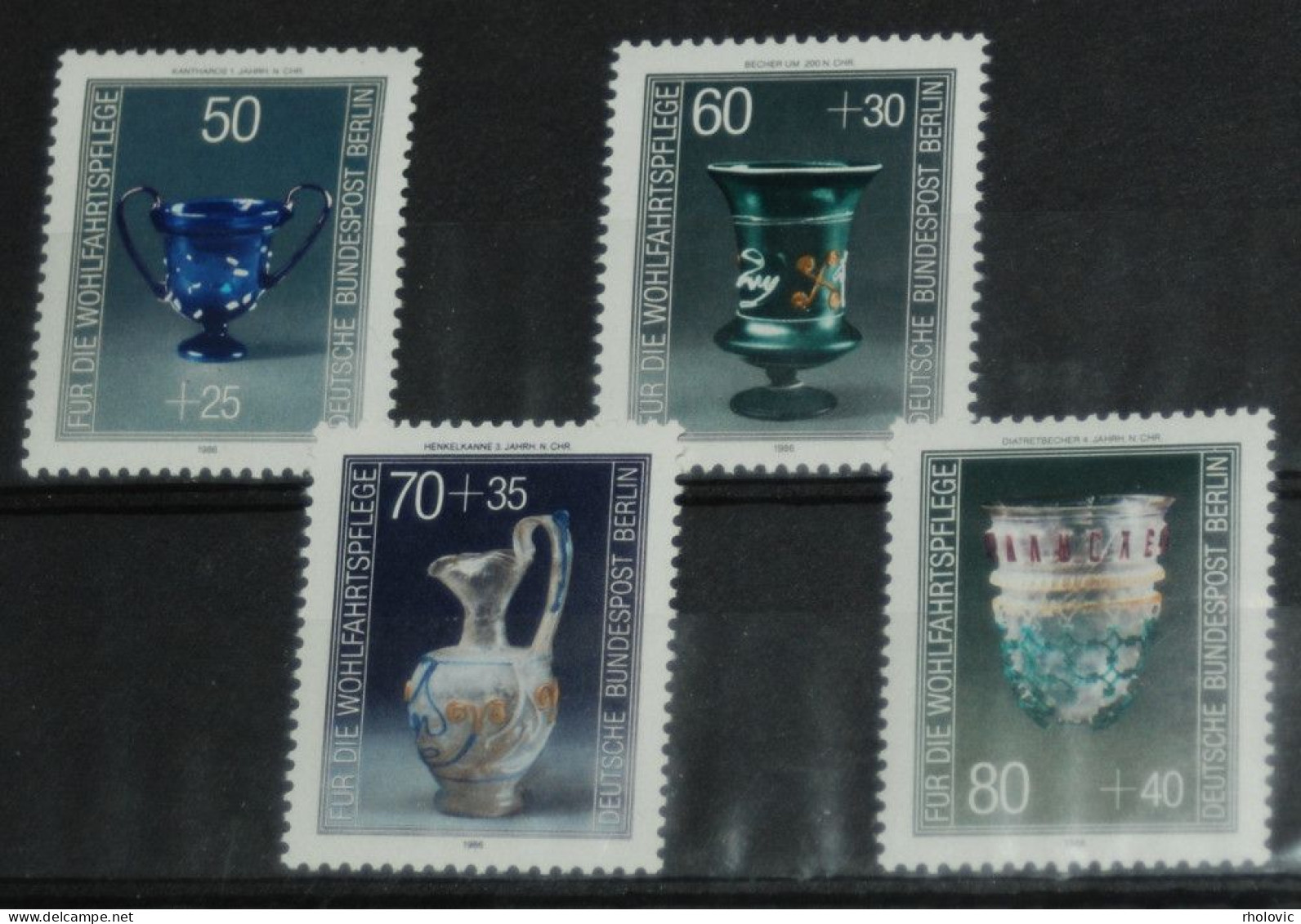 GERMANY BERLIN 1986, Precious Glassware, Art, Glass, Pottery, Mi #765-8, MNH** - Glasses & Stained-Glasses