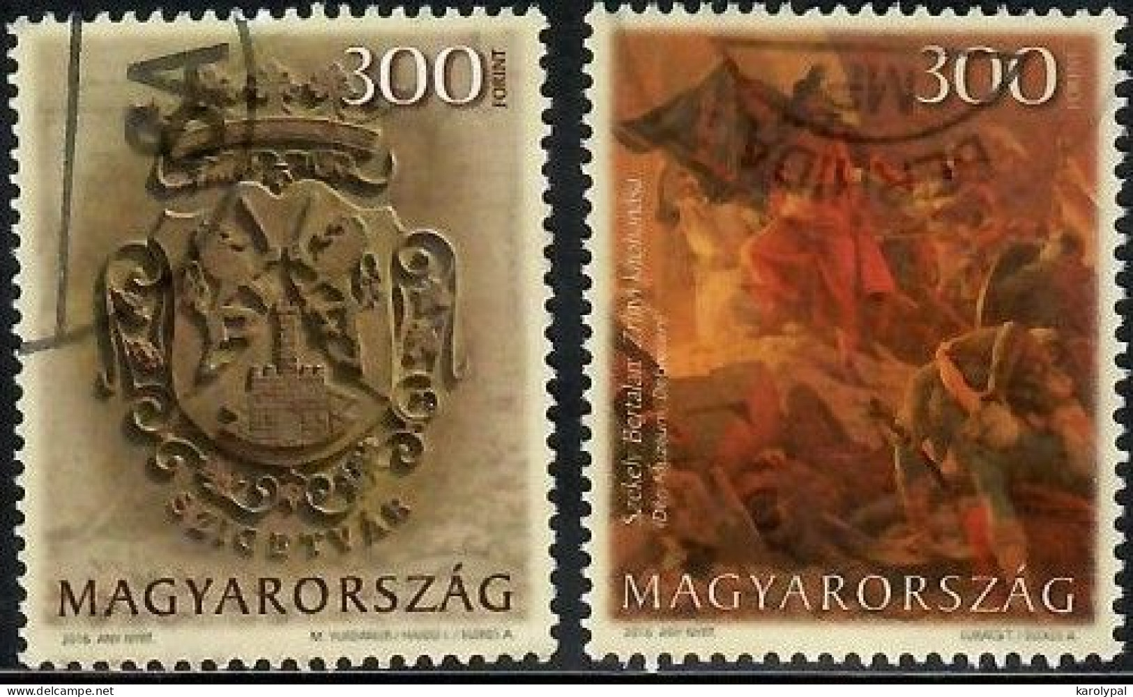 Hungary, 2016 Used, Painting By Szekely Bertalan, Coat Of Arms Of Szigetvár, Mi. Nr.5862-3 - Used Stamps