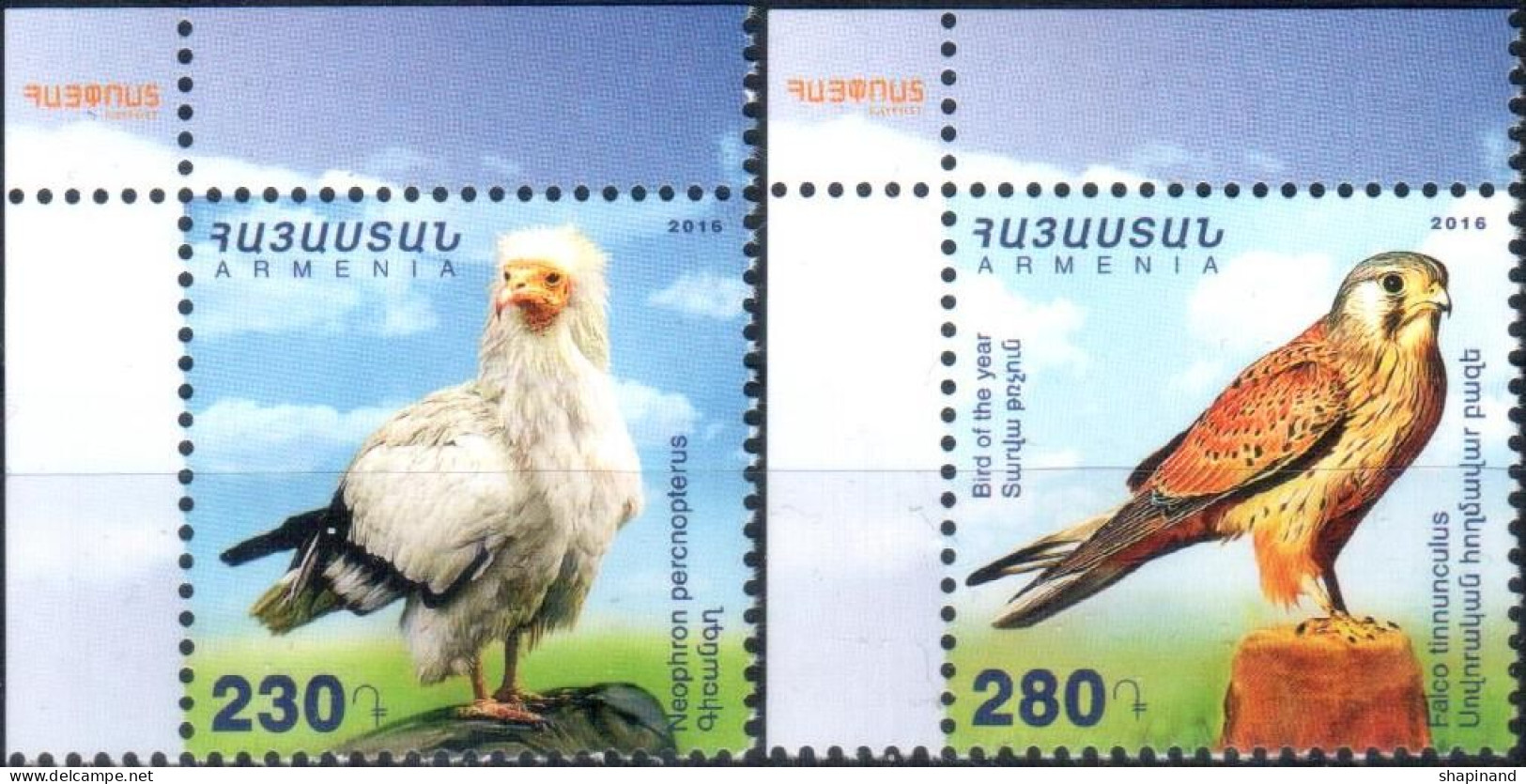 Armenia 2016 Fauna Of Armenia.Birds. "Common Vulture And Common Kestrel" 2v Quality:100% - Armenien