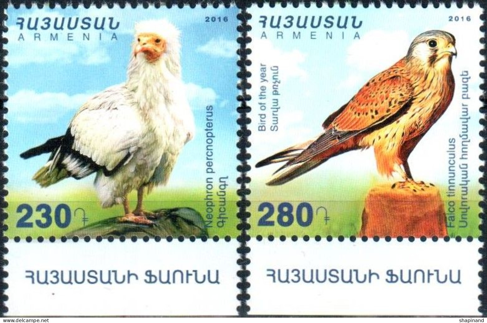 Armenia 2016 Fauna Of Armenia.Birds. "Common Vulture And Common Kestrel" 2v Quality:100% - Armenien