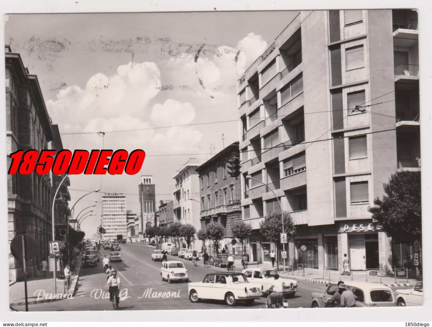 PESCARA - VIA G. MARCONI F/GRANDE  VIAGGIATA 1964 ANIMAZIONE - Pescara