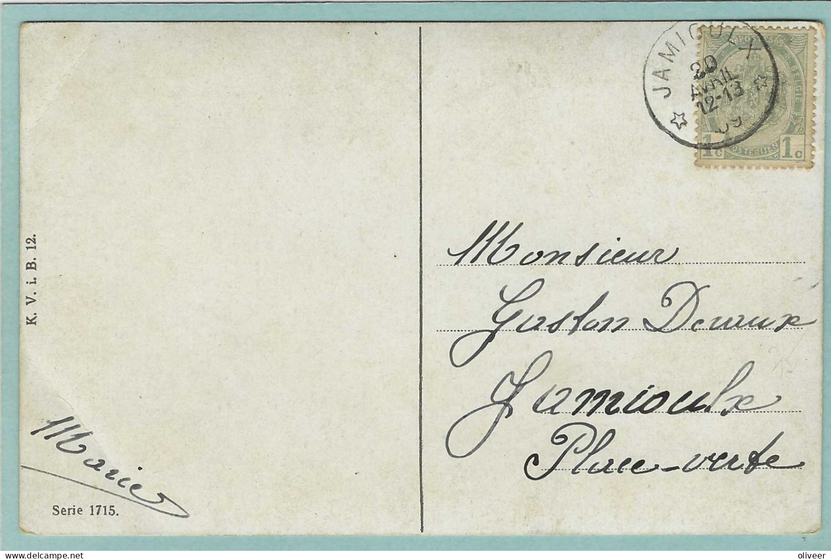 Postkaart Met Sterstempel JAMIOULX - 1909 - Sellos Con Estrellas