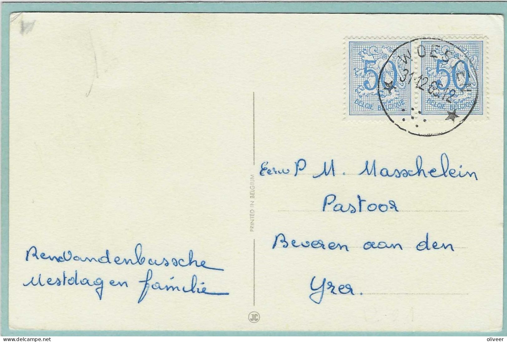 Postkaart Met Sterstempel WOESTEN - 1965 - Cachets à étoiles