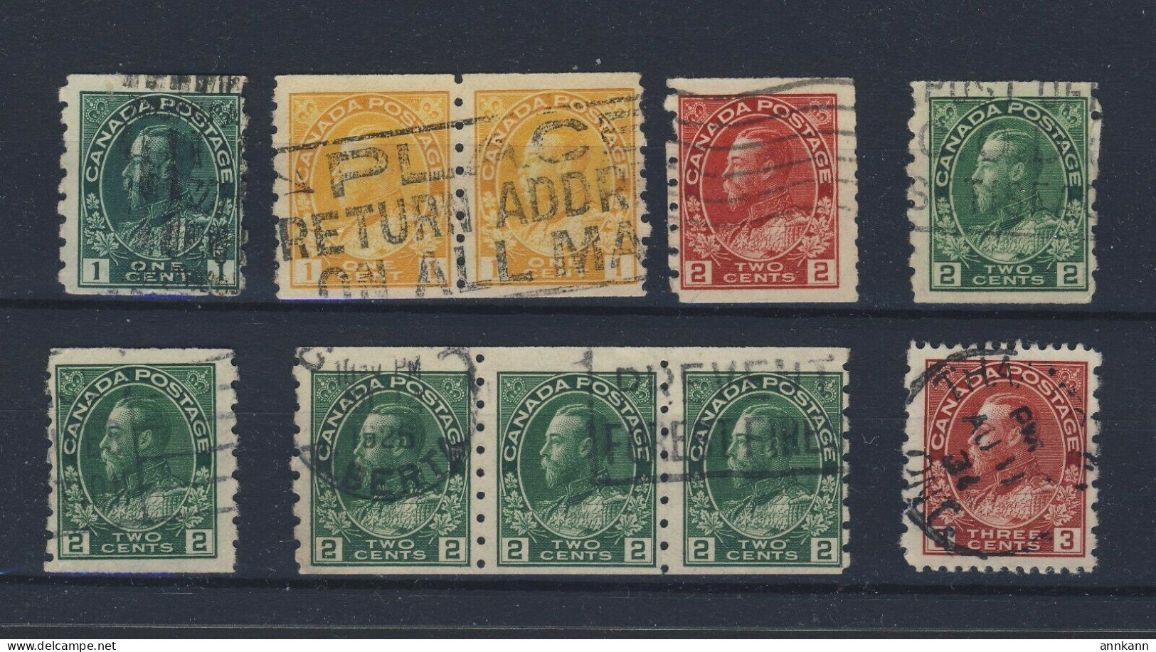 10x Canada Admiral Coil Stamps #125 Pair Of126-127 5x128 129 Guide Value= $37.50 - Rollo De Sellos