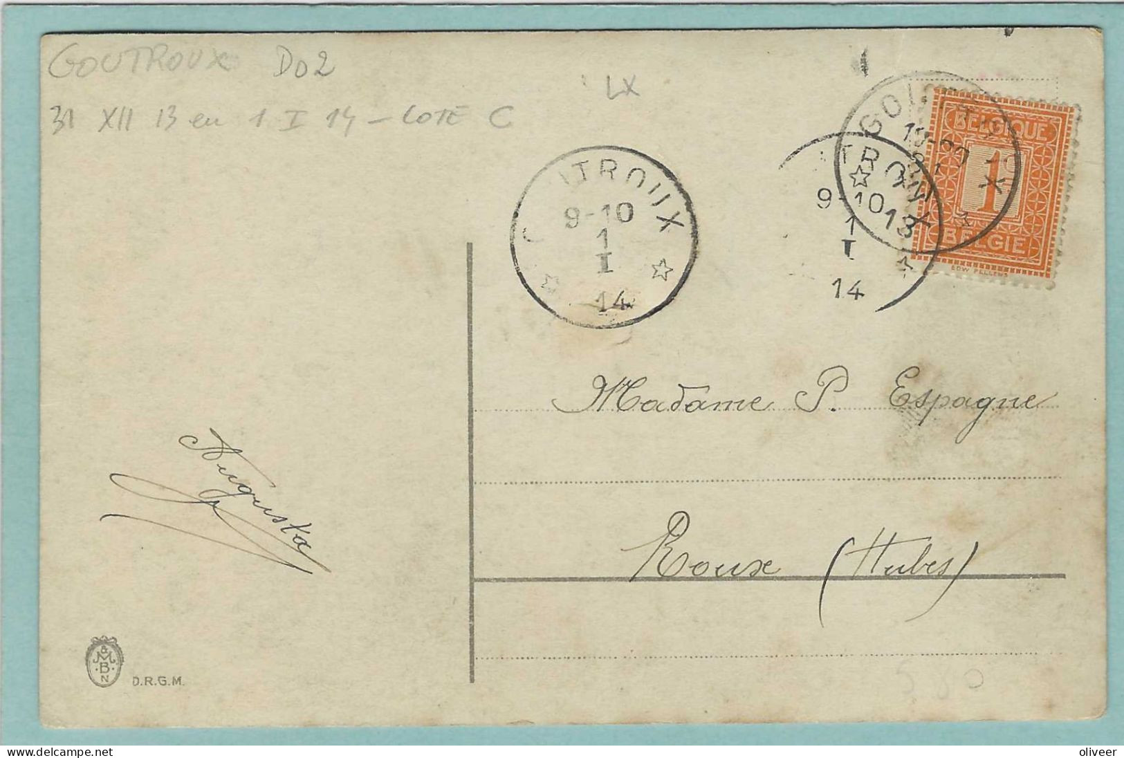 Postkaart Met Sterstempel GOUTROUX - 1914 - Postmarks With Stars