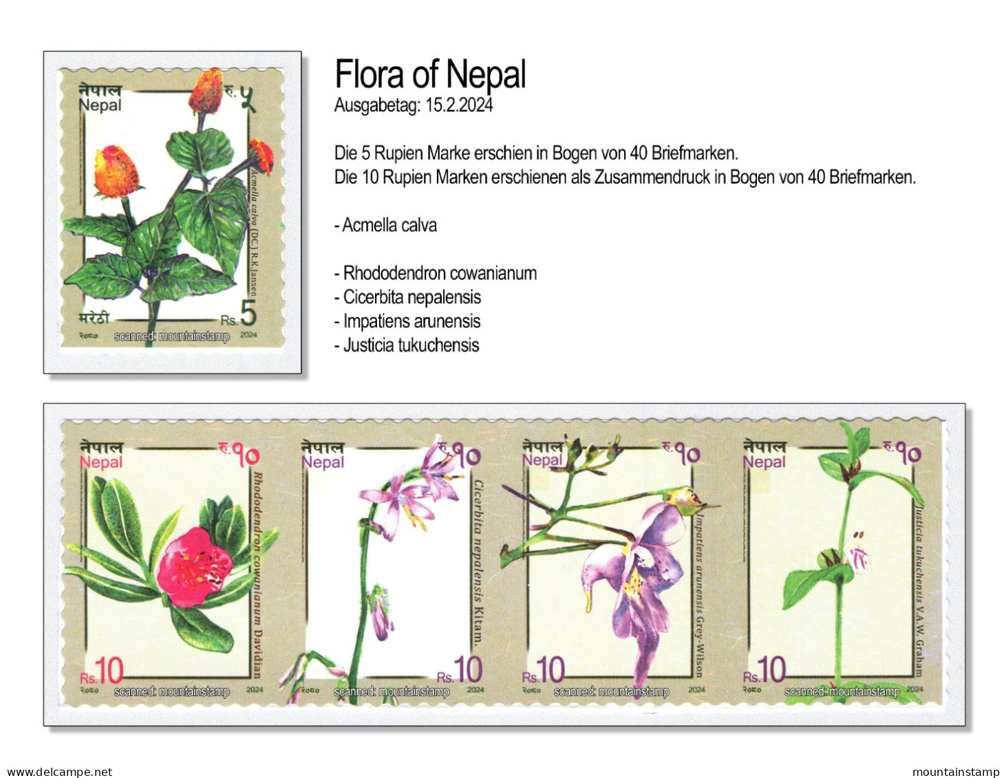 Nepal 2024 (11) Flora - Blumen - Fleurs - Fiori - Flowers - MNH ** - Nepal