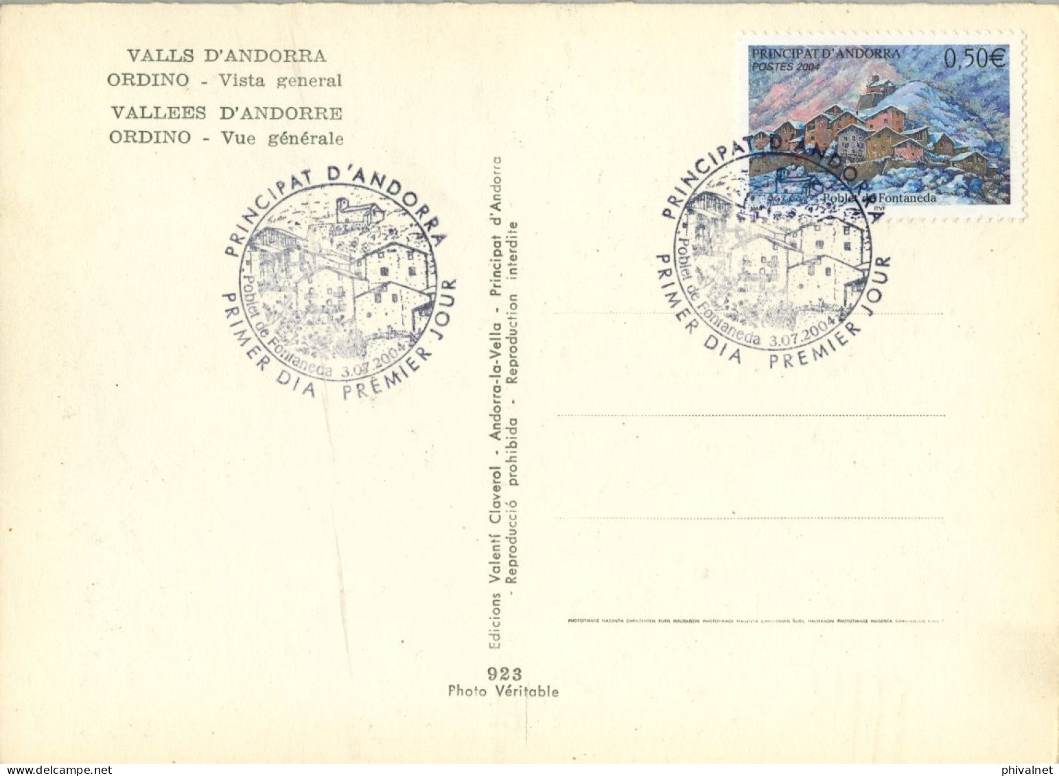 2004 , ED. 618 -  TURISMO , POBLET DE FONTANEDA  , MAT. PRIMER DIA , FDC , ANDORRA FRANCESA - FDC