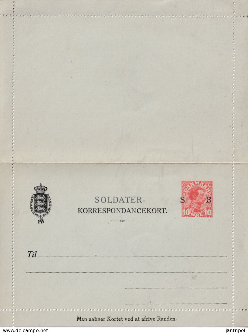 DENMARK  UNUSED MILITARY POSTCARD 10 ORE Overprinted SB - Postal Stationery