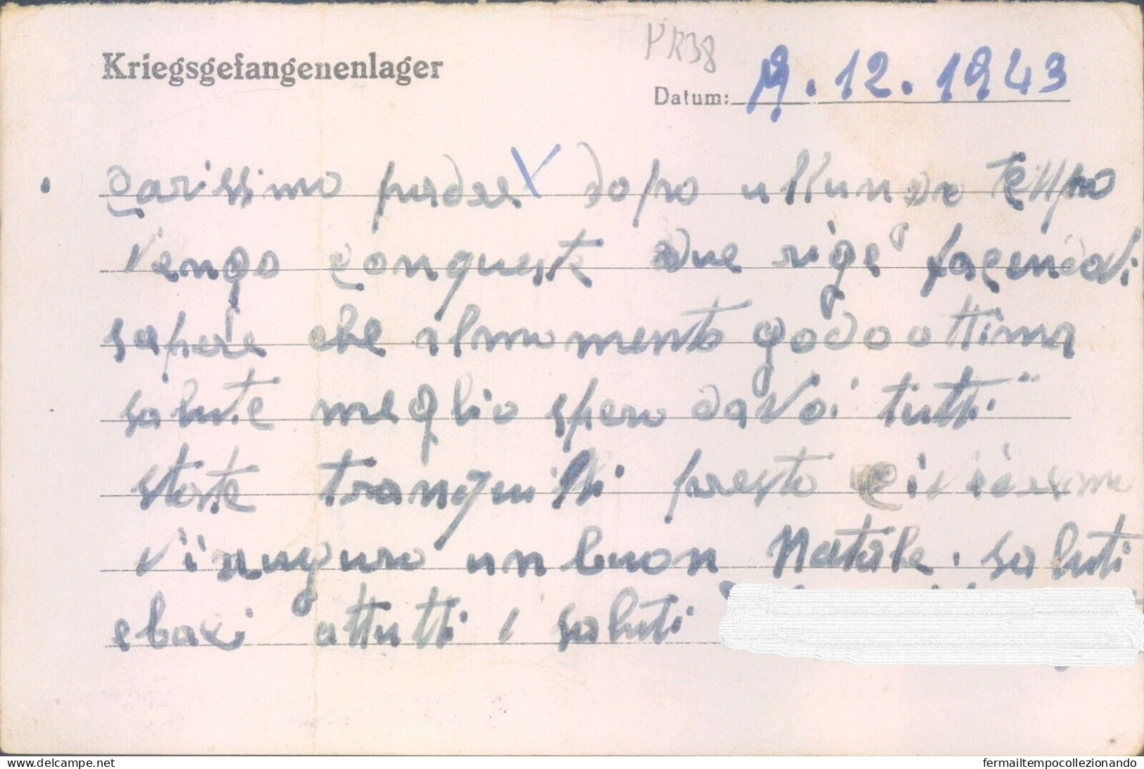 Pr38 Guardavalle Prigioniero Di Guerra In Germania Scrive Alla Sua Famiglia 1943 - Franchise