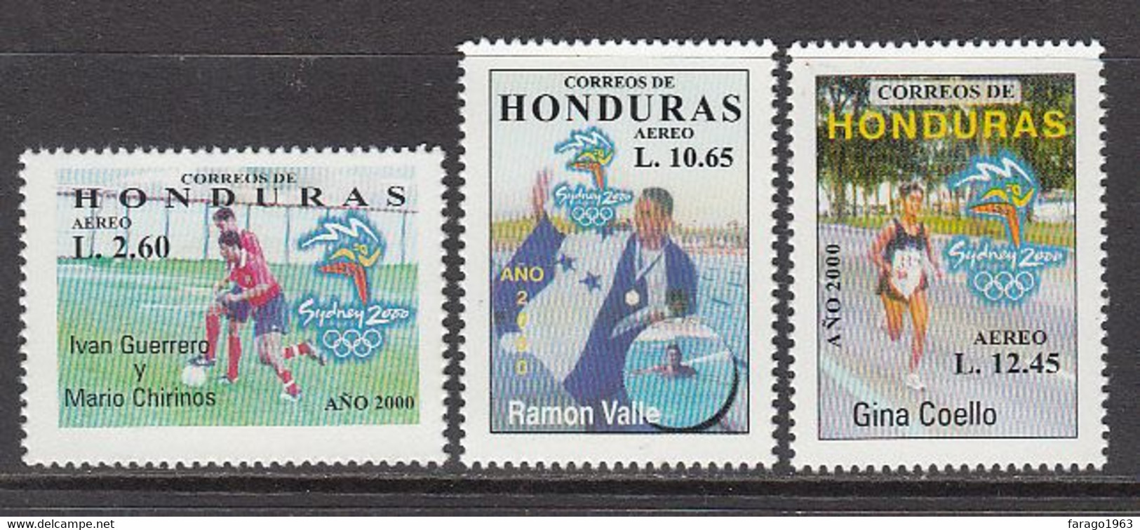 2000 Honduras Olympics Football Swimming Complete Set Of 3 MNH - Honduras