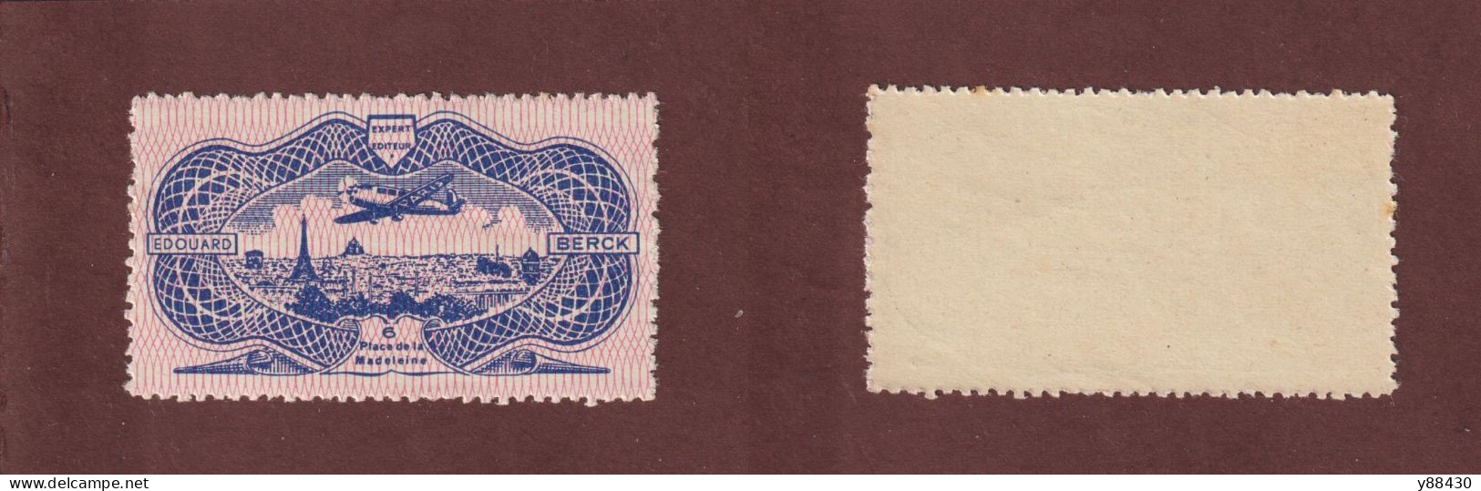 VIgnette BERCK - Neuve ** - Offerte Aux Clients Par Le Marchand Expert En Timbres à Paris - Copie Du N°15 - AVIATION - Aviation