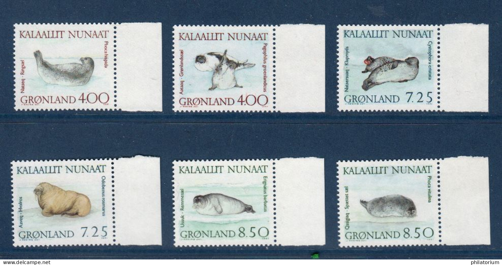 Groenland, **, Yv 199 à 204, Mi 211 à 216, SG 228 à 233, Mammifères Marins, - Neufs