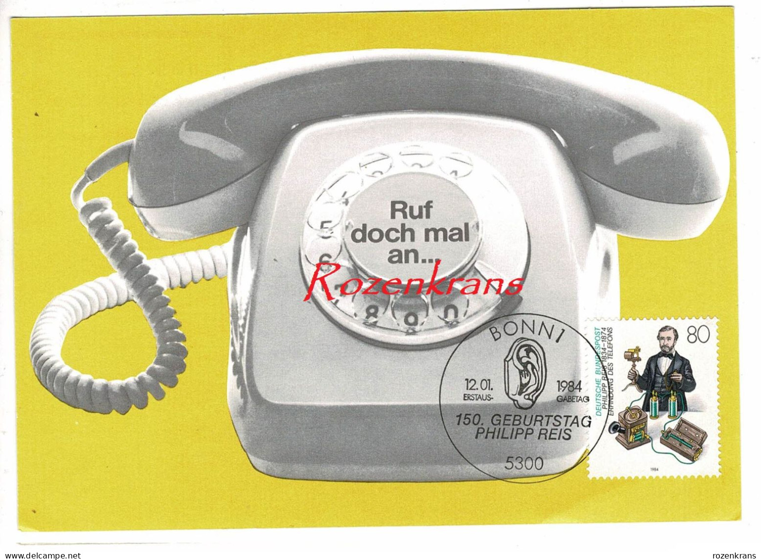 Cover FDC First Day Of Issue Bonn 150 Geburtststag Phlip Reis Telefoon Telephone Erfindung Des Telefons Erstausgabetag - 1981-1990