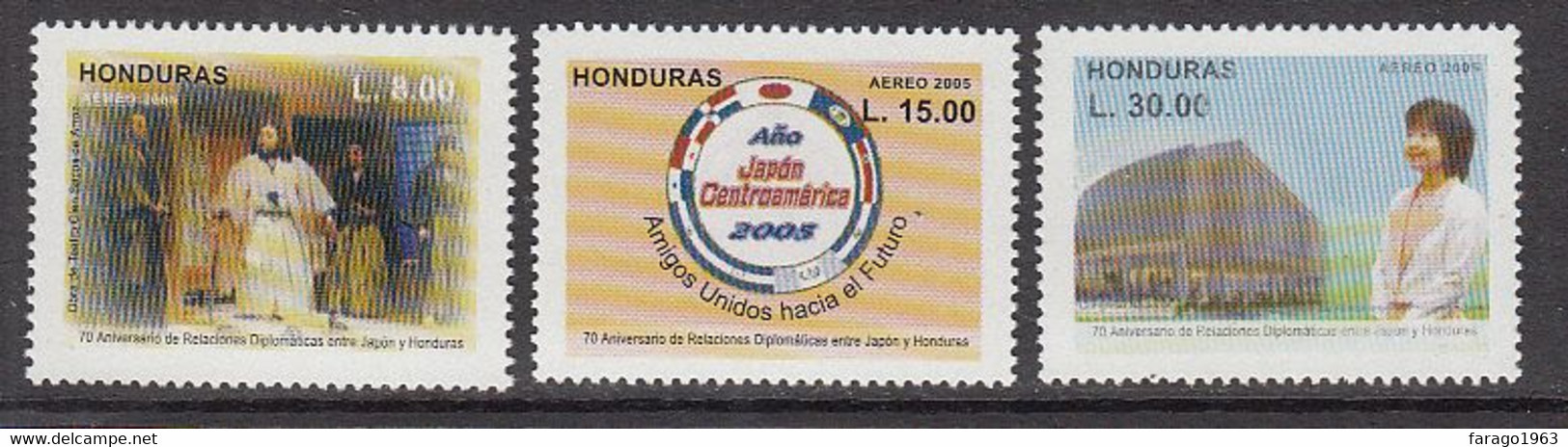 2005 Honduras Links With Japan Flags Theatre Complete Set Of 3 MNH - Honduras