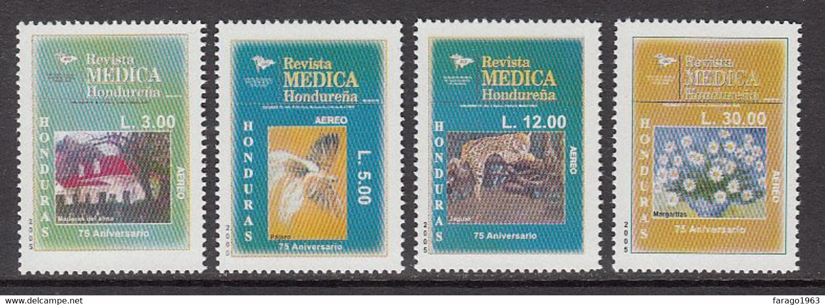 2005 Honduras Medical Review Journal Health Birds Cats Flowers Complete Set Of 4 MNH - Honduras