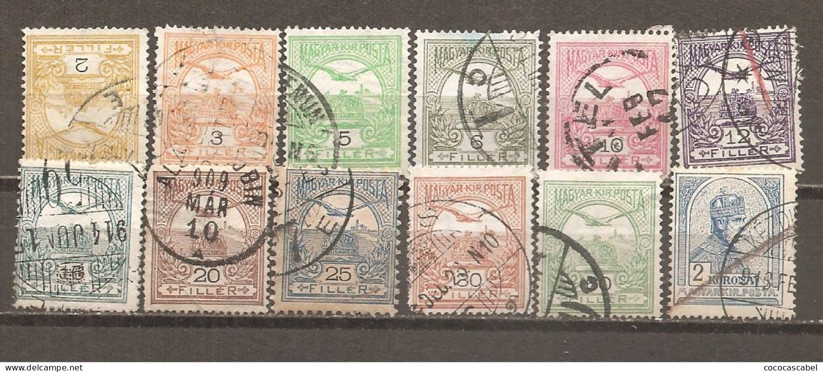 Hungría-Hungary Lote 12 Sellos Año 1908/13 (usado) (o) - Used Stamps