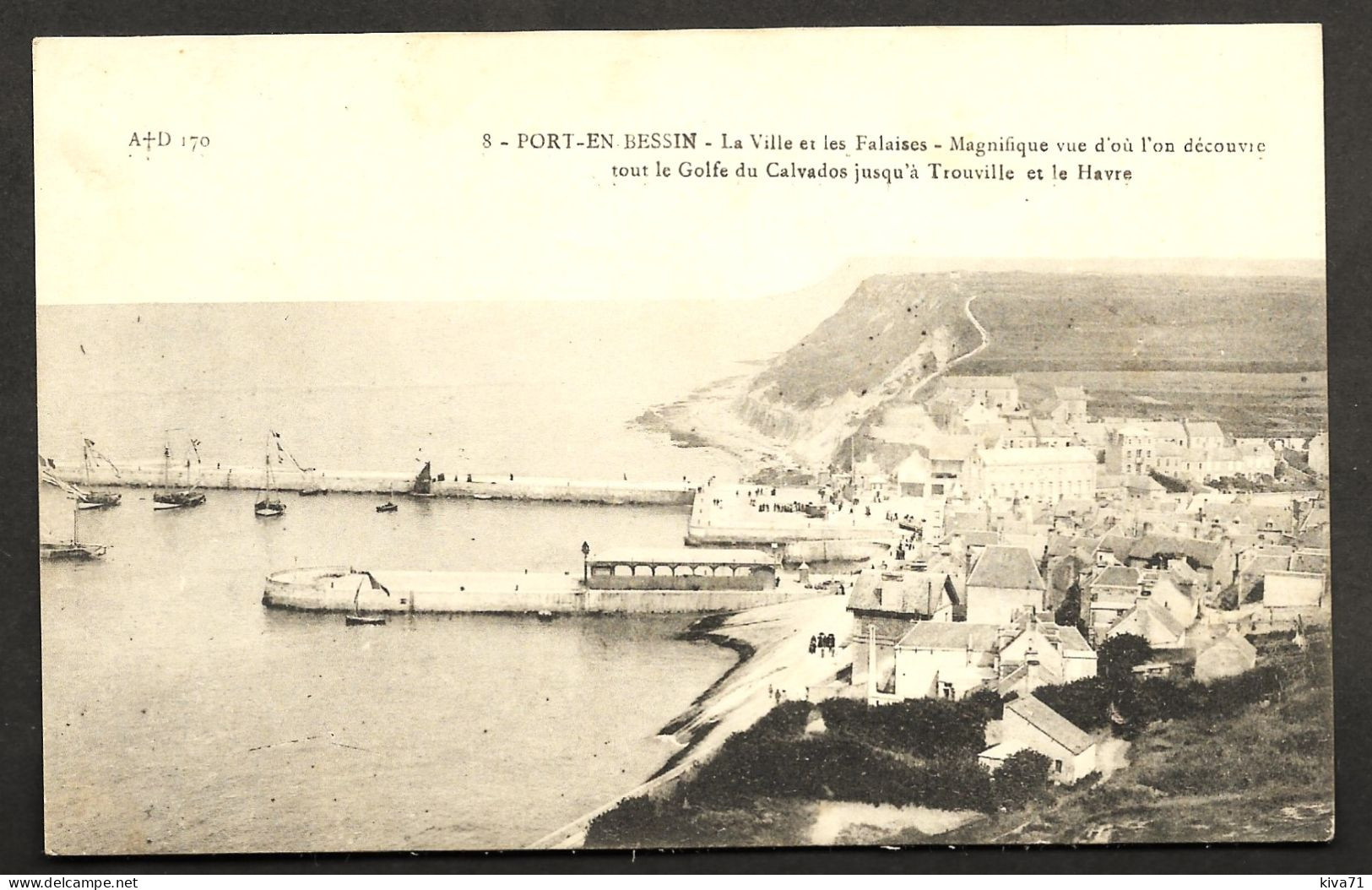 PORT EN BESSIN " La Ville Et Les Falaises "   1917 - Port-en-Bessin-Huppain